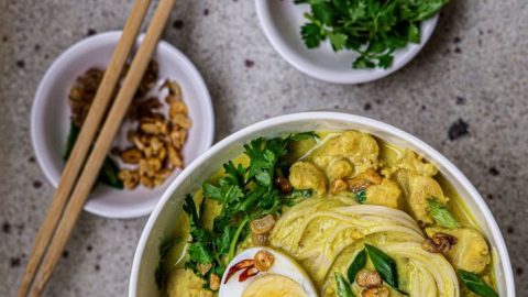 Image of Burmese Khow Suey (Curried Noodle Soup)