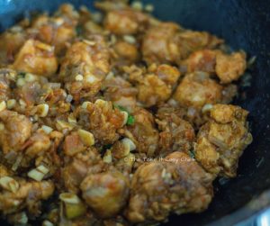 Garlic Chicken Steps - Combine well before switching off the stove