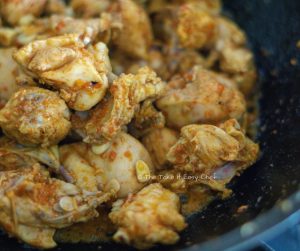 Garlic Chicken Steps - Flash-frying the chicken in the same pan