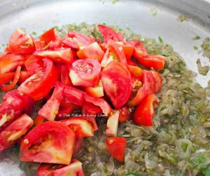 Chopped tomatoes are added
