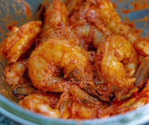 Chilli Fried Prawns Steps - Coating with marinade