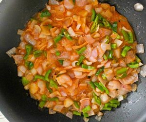 Chilli powder - corn flour is mixed with water, and added to the pan