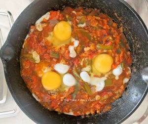 Eggs are slowly added to the wells