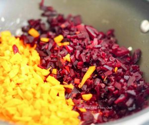 Add grated beetroot and carrot