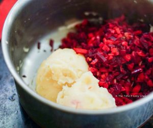 Mix well with the mashed potatoes