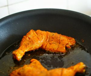Pan-fry the chicken with just enough oil
