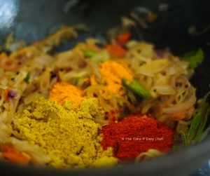 Spices added to the mix for Kerala style Egg curry
