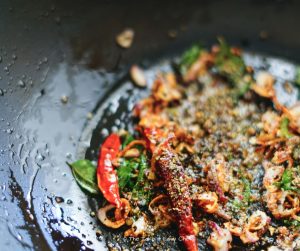 Six pepper medley added to the Pepper Coconut Chutney cooking