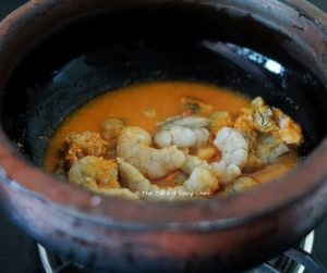 Kerala Prawn Curry Recipe Step - Combining the ingredients before cooking