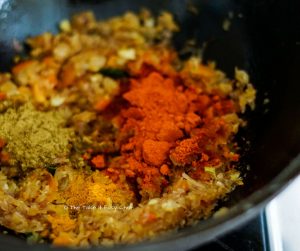 Liver Masala Curry Steps - Adding spice powders
