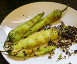 Chilli Bajji Pav Steps - Scrape off the charred skin