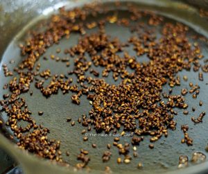 Chilli Bajji Pav Steps - Frying sesame seeds