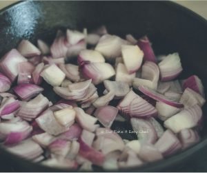 Mushroom Masala Steps - Frying onions in oil