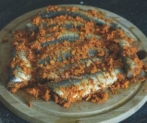 Thalassery Style Sardine Fry Steps - Sardines coated with marinade